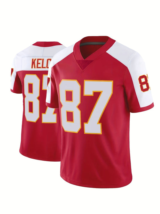 Plus Size Men's #87 Graphic Print Jersey T-shirt For Sports\u002Ffitness, Men's Clothing, Breathable