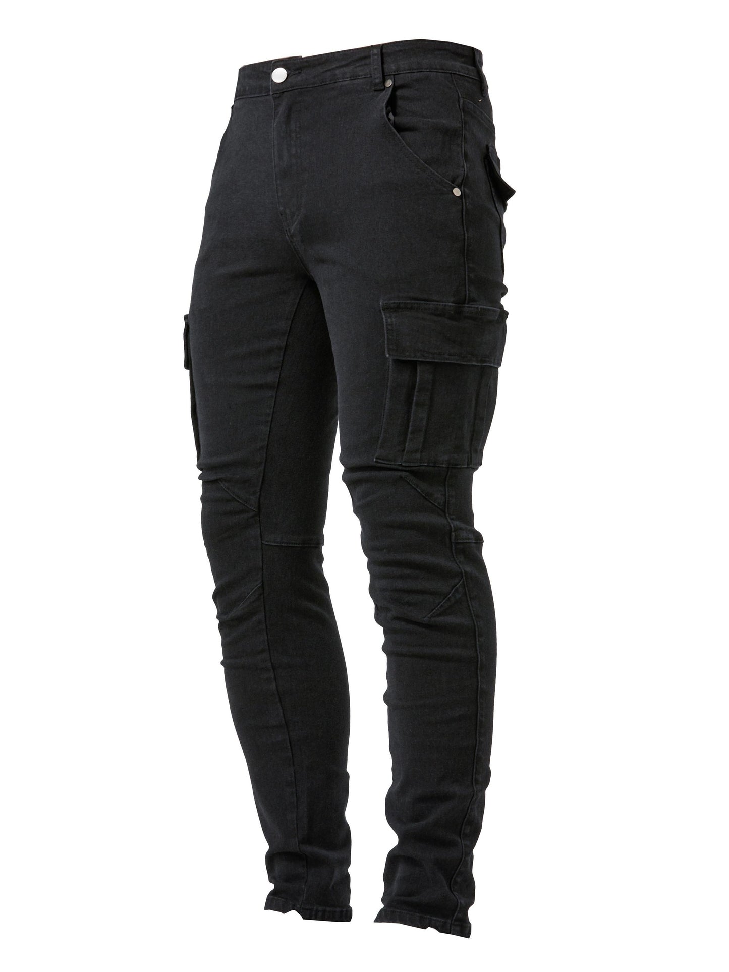 Men's Casual Multi Pocket Jeans, Street Style Medium Stretch Denim Pants