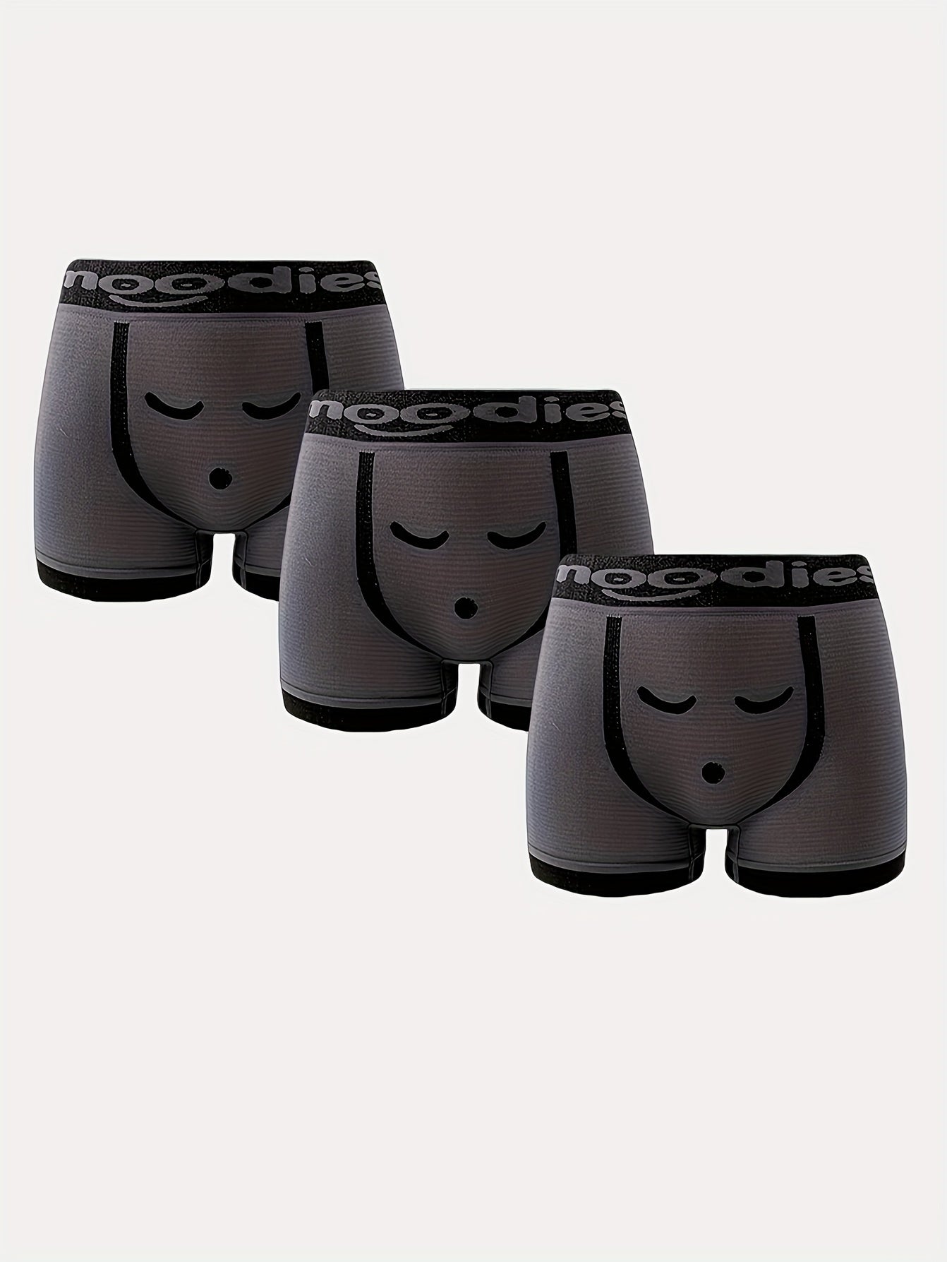 3pcs\u002Fset Men's Emotional Face Breathable Boxer Brief, Soft Comfortable Underwear For Man