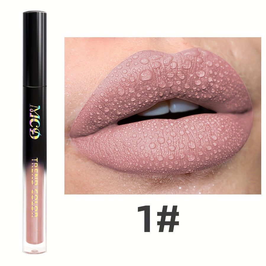 Non-Stick Long Lasting Lip Glaze Non Stick Cup Dark Color Waterproof Non Smudge Color Rendering Lip Mud