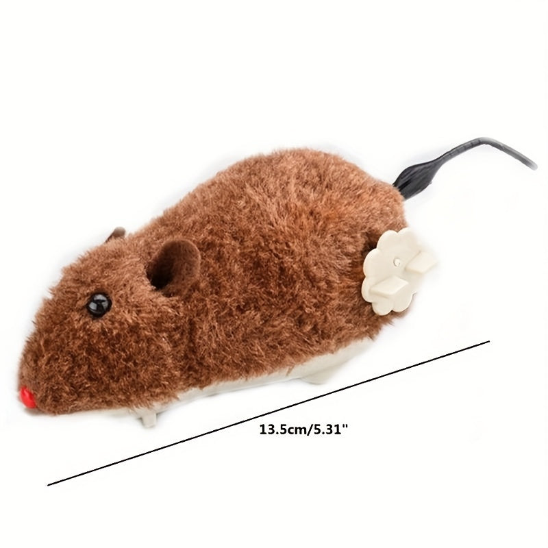 4pcs Adorable Clockwork Plush Mouse - Fun Tricky Dog & Cat Toy - Watch It Run & Wag Its Tail!