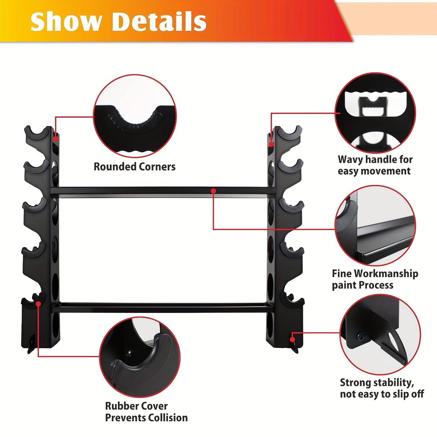 5 Layers Dumbbell Rack, Dumbbell Weight Rack, Weight Storage Organizer - Max Weight Bearing 700LBS - 1pc