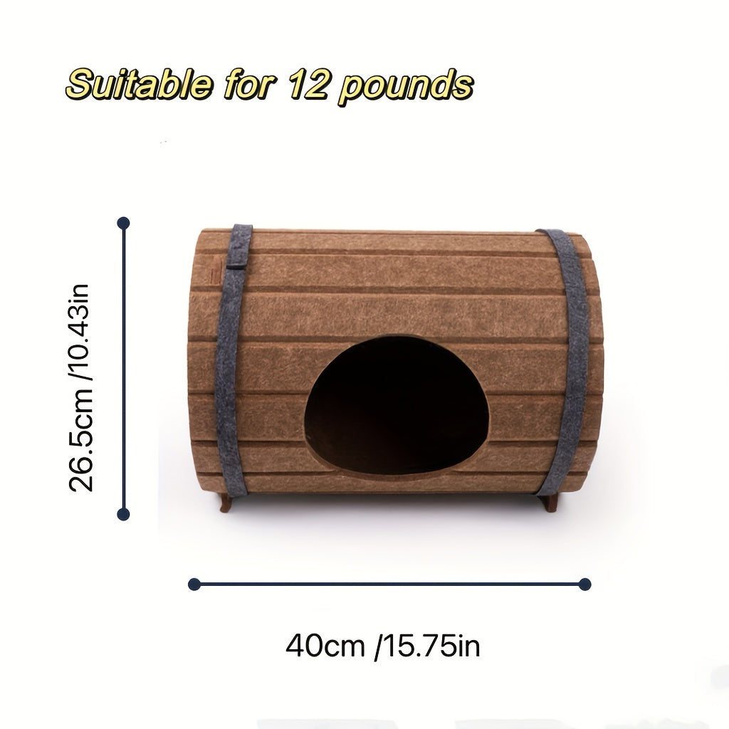 1pc Wine Barrel Shape Pet Kennel,Felt Cat Kennel,Universal For All Seasons,Round Full Envelopment Cat House,Pet Supplies