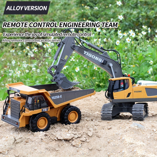 Remote Control Alloy Excavator Dump Truck: Engineering Vehicle Toy Car For Kids' Playtime Fun!