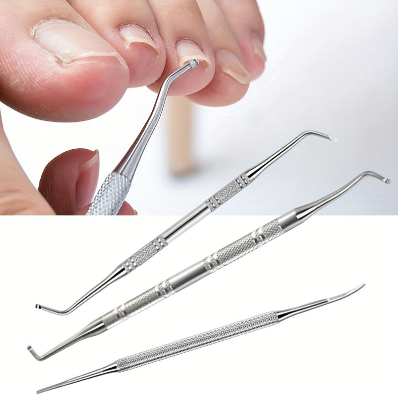 3 pièces outil d&#39;ongle incarné en acier inoxydable, lime et élévateurs d&#39;ongles, kit d&#39;outils de pédicure de traitement chirurgical sûr professionnel des ongles outils de nettoyage des ongles soulagement de la douleur