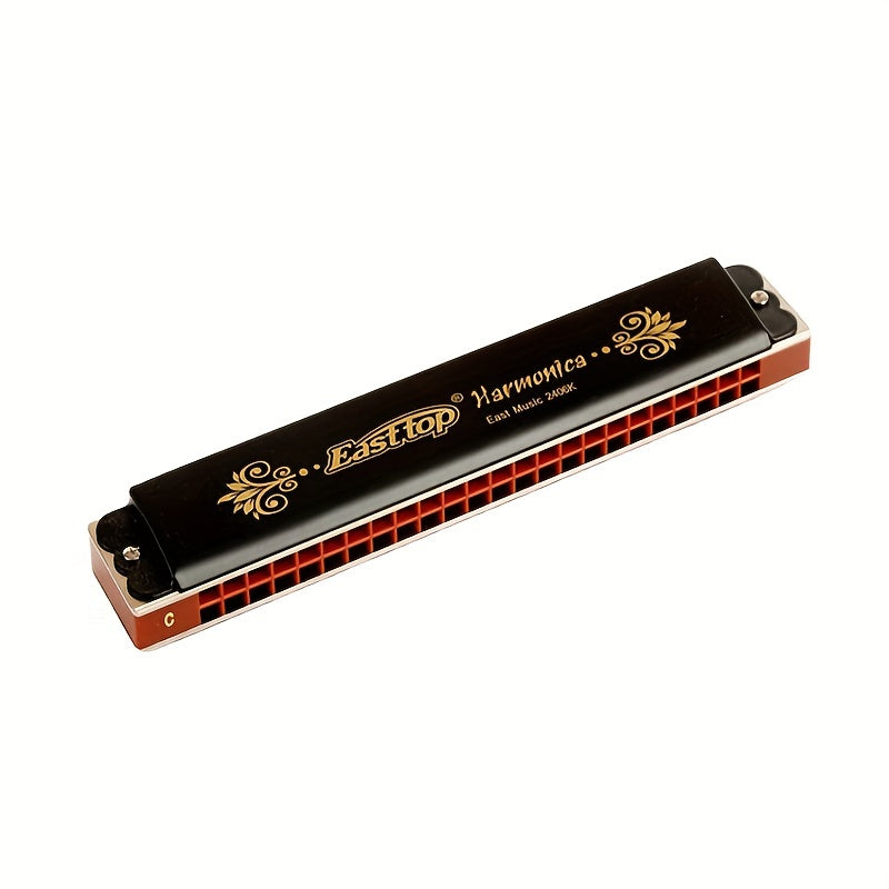 24 Holes Tremolo Harmonica Key Of C, Tremolo Mouth Organ Harmonica For Adults, Professionals And Students (T2406K-C)