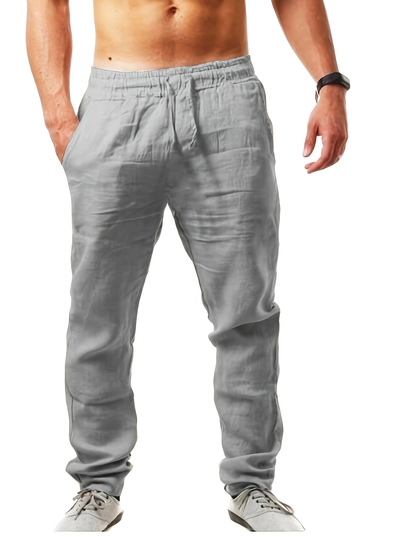 Color sólido cordón Pantalones de chándal Loose fit hombres casual joggers para primavera otoño