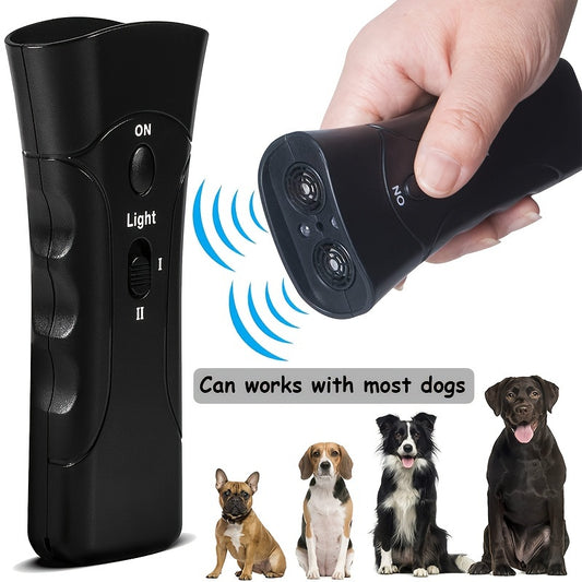 1pc Ultrasonic Dog Bark Deterrent - Handheld Training Control Tool With LED Dual Sensors