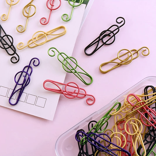 50 pcs Notes de musique en métal Trombones-clips de mode créatifs et mignons pour les fournitures scolaires et de bureau-multicolore