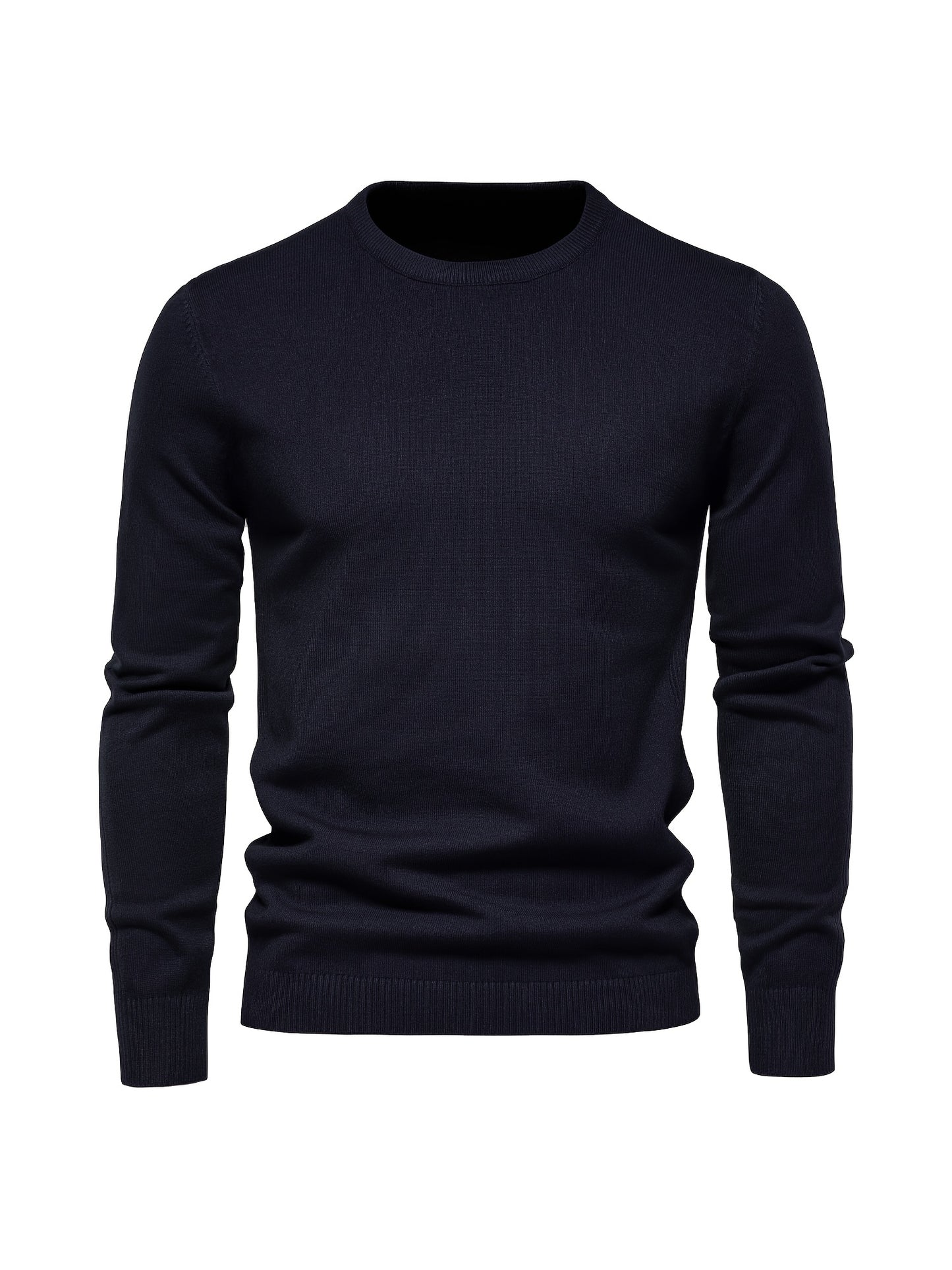 Couleur unie ras du cou des hommes Slim Fit Pull en tricot