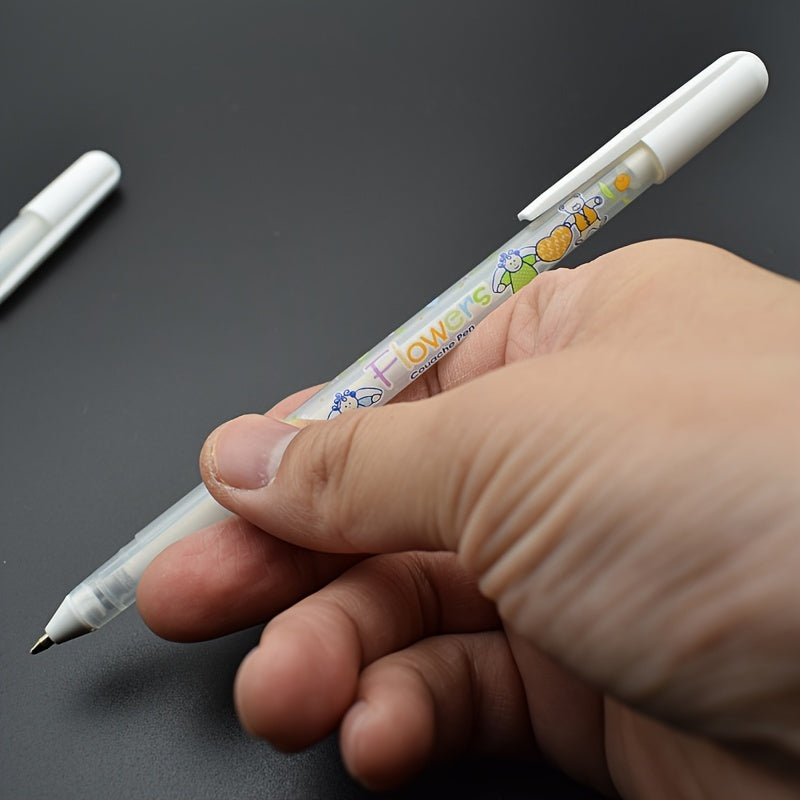 5Pcs White Colored Gel Pens 0.8mm White Ink Marker Ballpen School Stationary Office Supplies