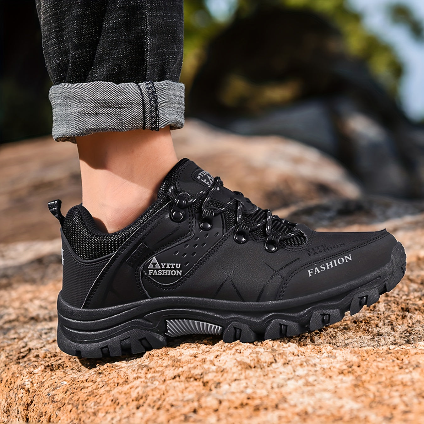 Chaussures de randonnée en plein air pour hommes, respirant confortable soutien de la voûte antidérapante alpinisme baskets de voyage