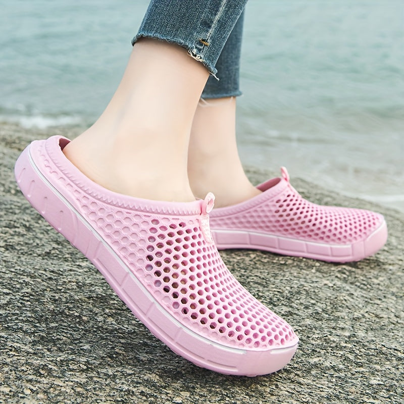 Women's Solid Color Clogs, Round Toe Slip-on EVA Shoes, Women's Casual Slides For Beach