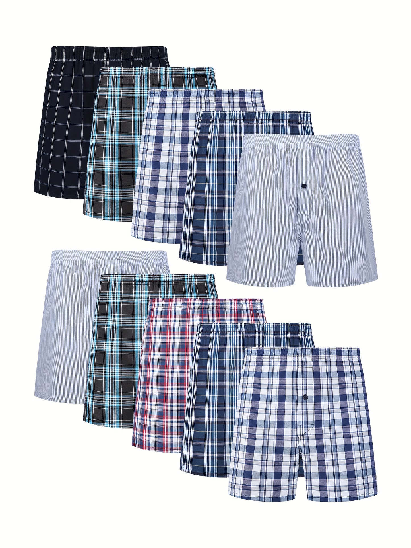 JupiterSecret 6\u002F10 Pcs Men's Woven Boxer Shorts Elastic Waistband Random Color