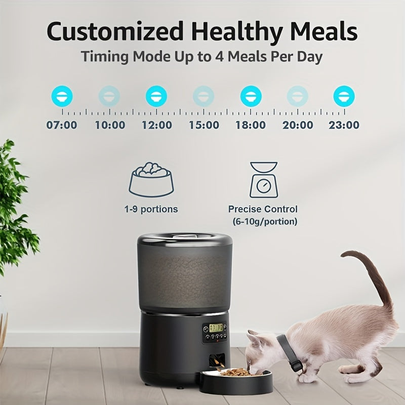 Automatic Pet Feeder, 1.06gal Moisture-Proof Cat Dry Food Dispenser, USB Rechargeable Timer Cat Food Feeder For Indoor Cats