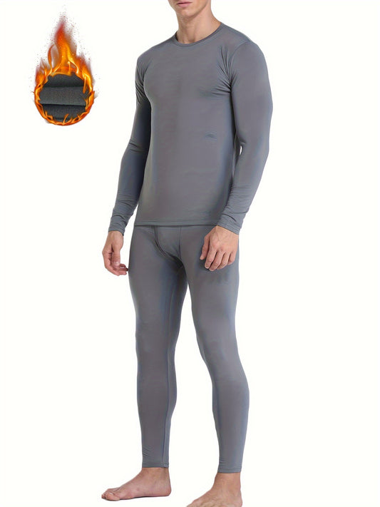 Men's Soft Fleece Thermal Underwear Set, Base Layer Sets For Winter