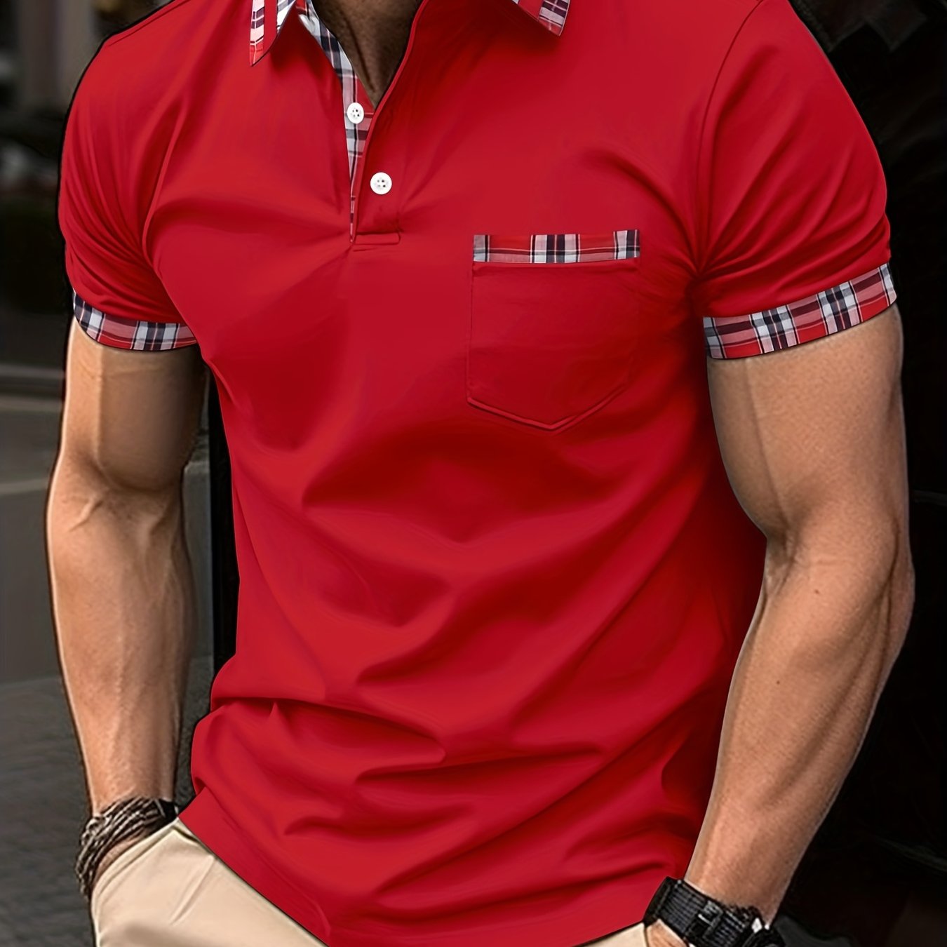 Camisas casuales con cuello en V y bolsillos de manga corta con botones para hombre Tops cómodos para el verano