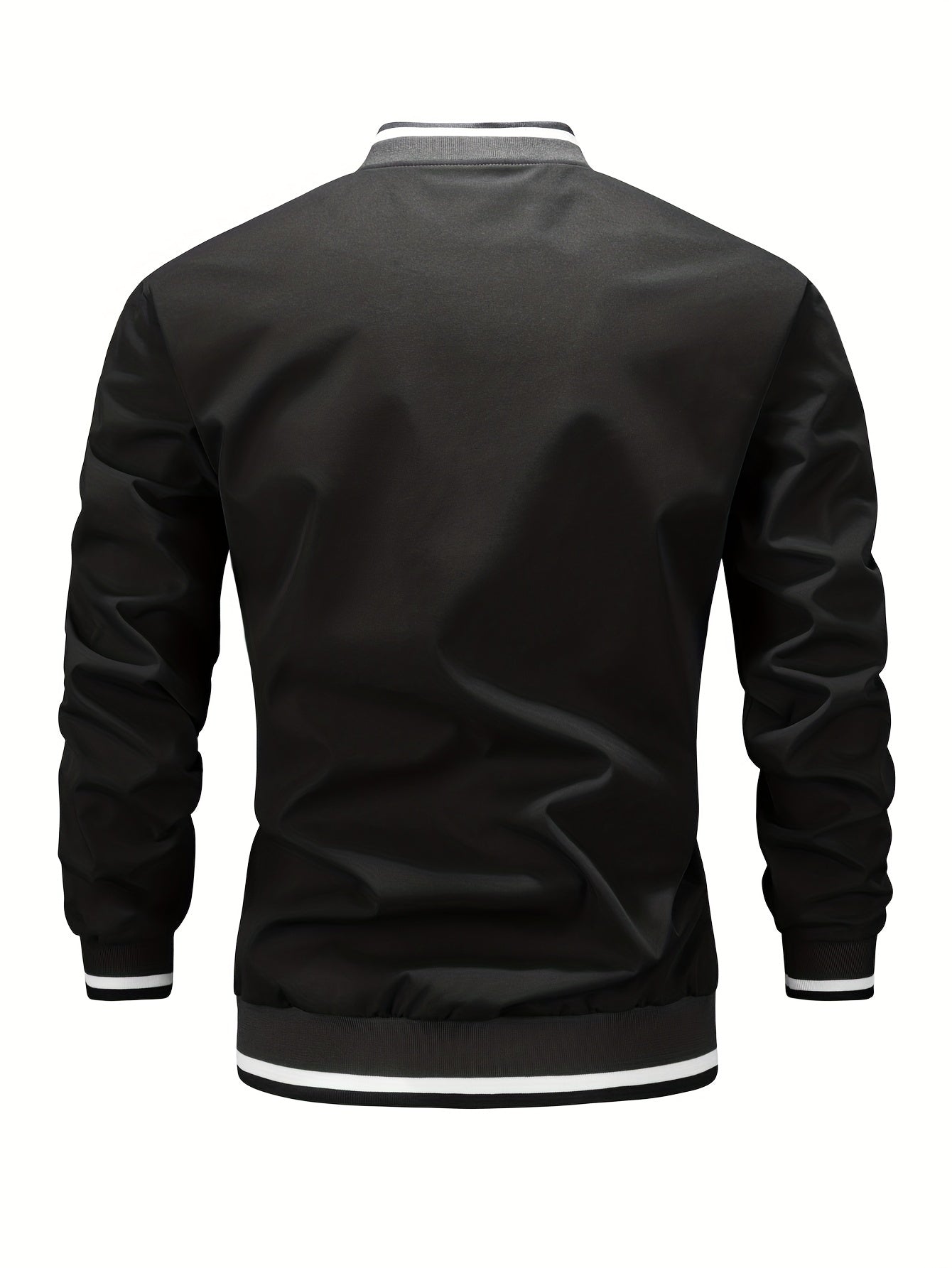 Hommes Casual Lettre Imprimer Varsity Jacket, Chic Baseball Collar Button Up Bomber Jacket