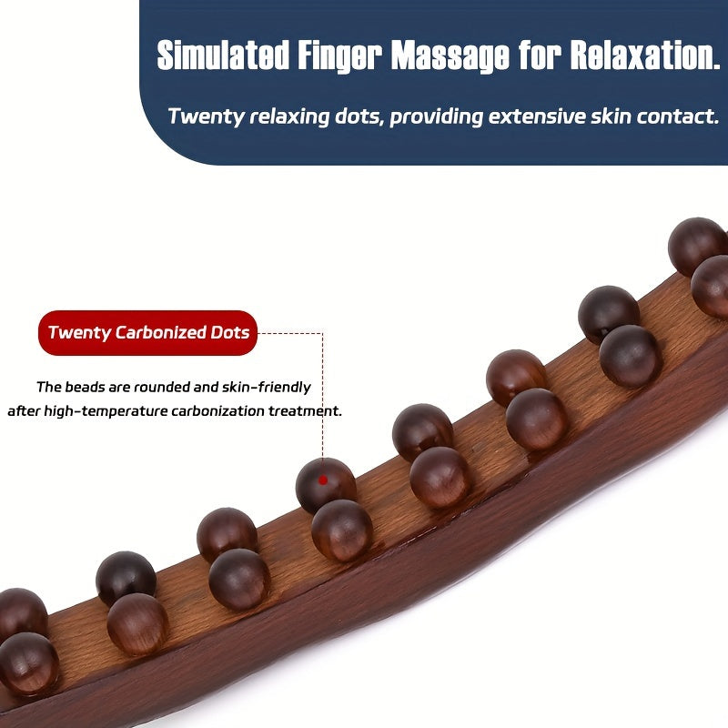 1pc Double Row Of 20 Beads Massage Stick, Carbonization Massage Stick, One Universal Scraping Stomach Rubbing Abdomen Professional Meridian Stick