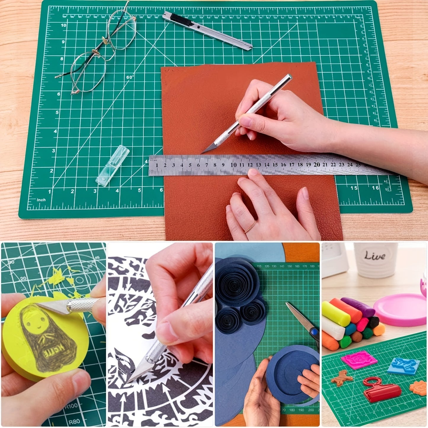 1pc A3 Self Healing Sewing Mat,  Rotary Cutting Mat Double Sided 5-Ply Craft Cutting Board For Sewing Crafts Hobby Fabric Precision Scrapbooking Project