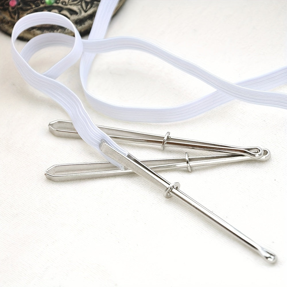 2pcs Needle Elastic Threader Self-Locking Tweezers Clip For Waist Band Craft Easy Pull Sewing Tool