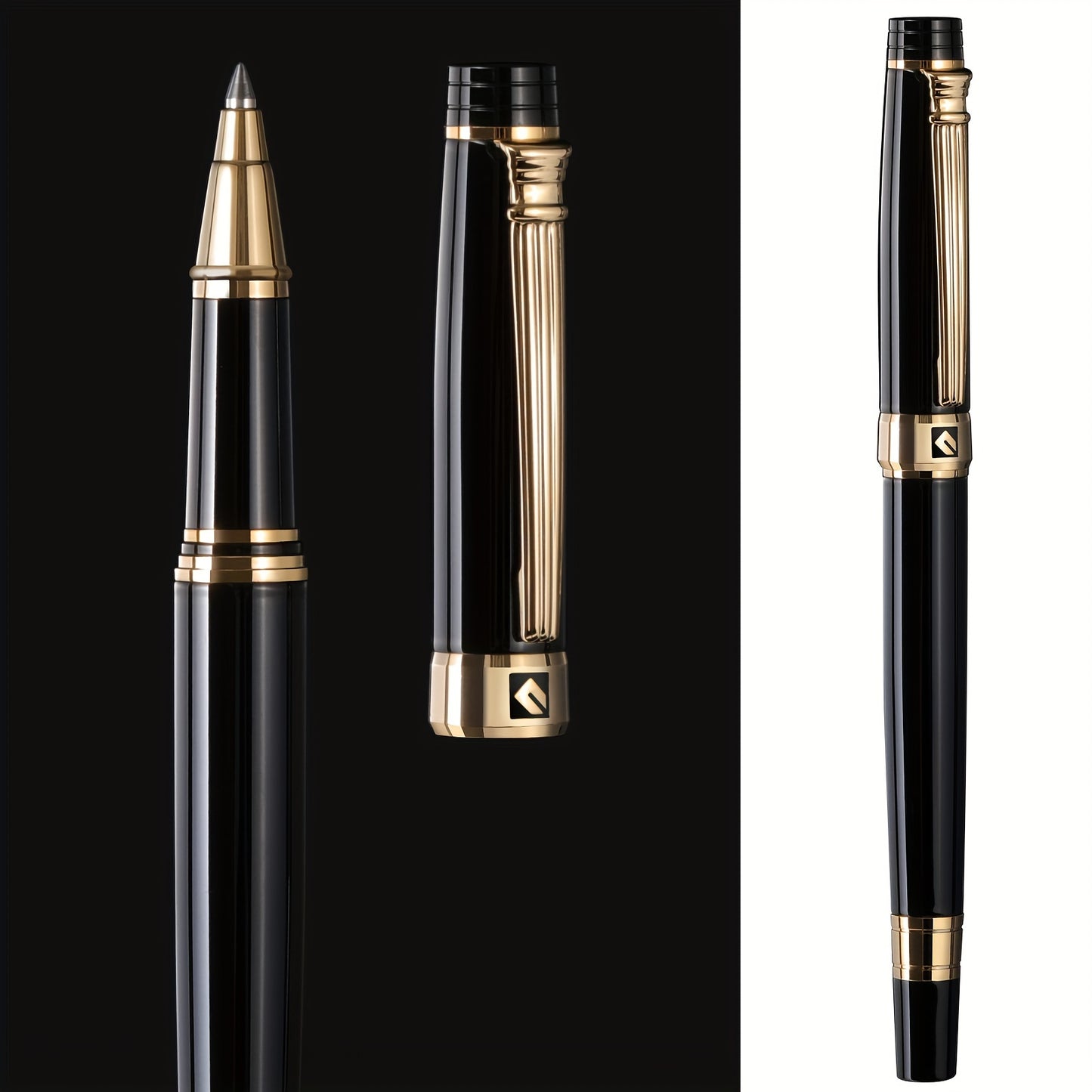 Stylo à bille roulante d'écriture de luxe avec recharge Schmidt, stylo en métal de 24k Golden Trim, ensemble cadeau stylo fantaisie pour hommes et femmes dans les bureaux de direction