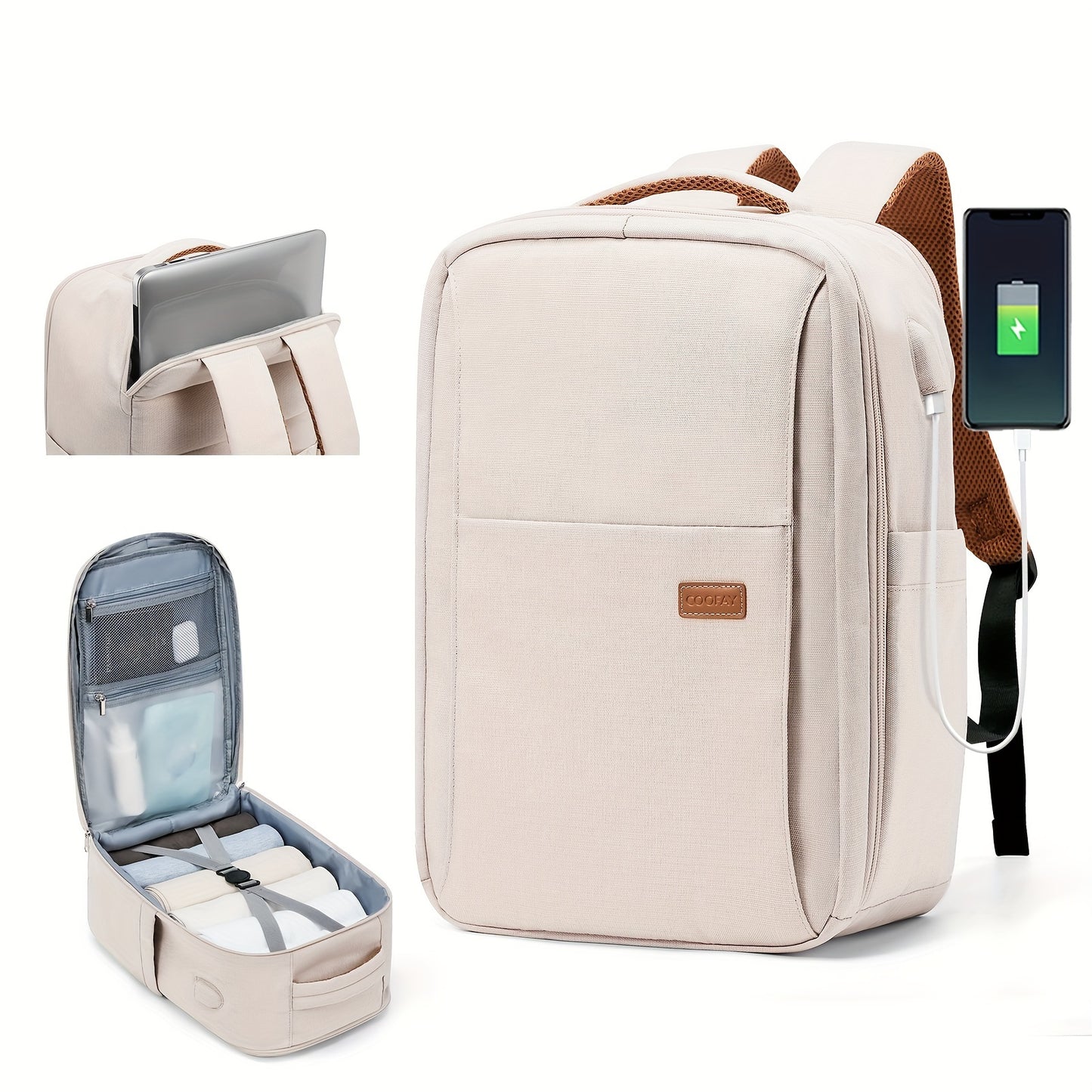 Simple Travel Luggage Backapck, Versatile Multifunctional Solid Color Rucksack For Outdoor