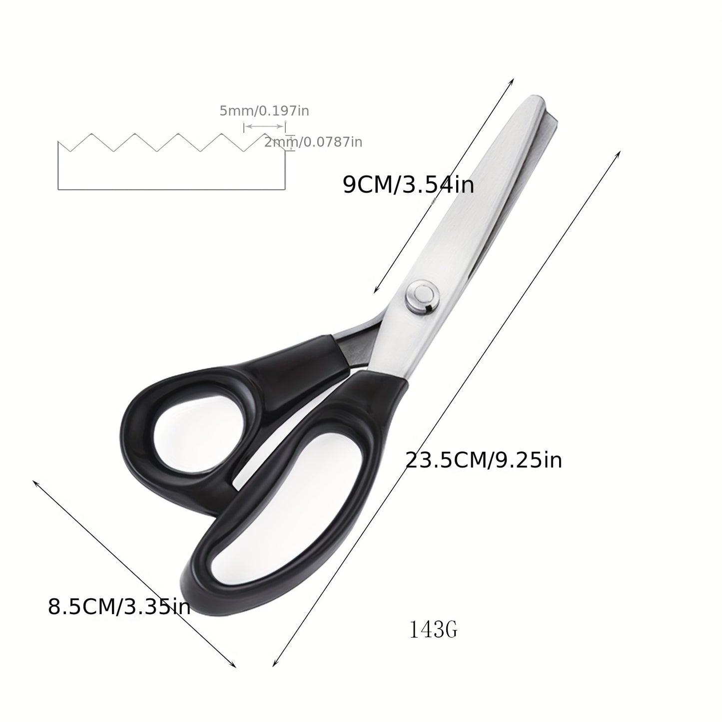 Pinking Shears Craft Scissors -9-inch Stainless Steel Serrated Scissors 5MM, For Fabric Cutting, Professional Fabric Craft Scissors, Decorative Serrated Sewing Knives, With Comfortable Grip