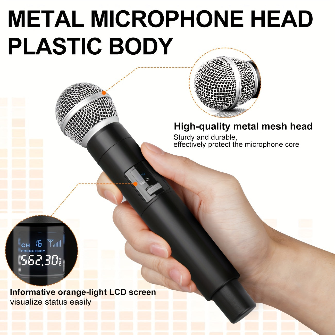 Depusheng DX4 Wireless Microphone, Professional  4 Channels Karaoke Handheld System for Home Karaoke, Meeting, Party, Church, DJ, Wedding, Home KTV Set