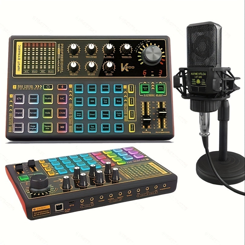 K300 Podcast Equipment Bundle, With Podcast Condenser Microphone, Voice Changer Sound Card With Multiple Sound Effects And LED Light, Prefect For Streaming\u002FPodcasting\u002FGaming\u002FRecording\u002FPC