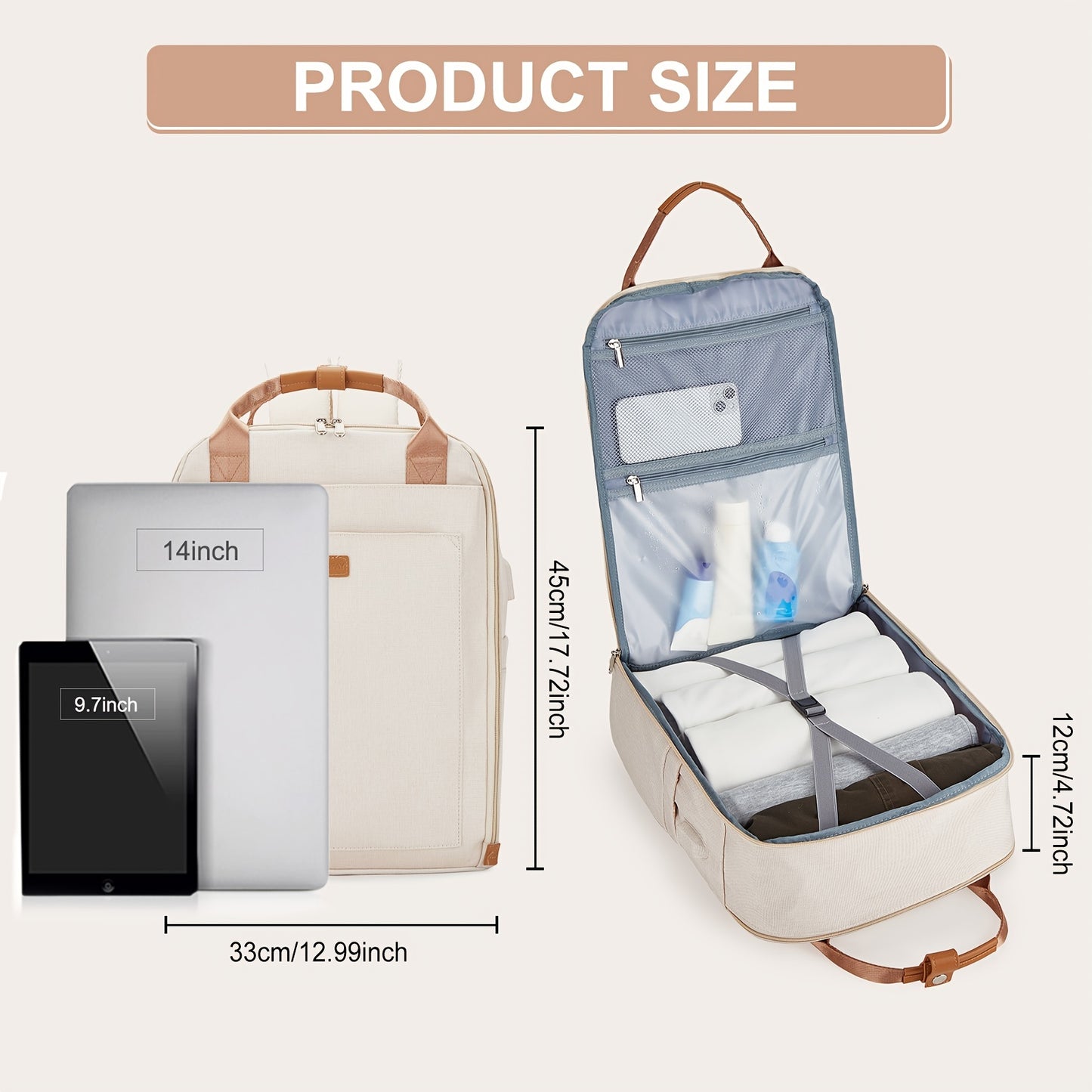 Versatile Travel Backpack, Solid Color Large Capacity Backpack, Fashion Trend Computer Bag Business Luggage Bag