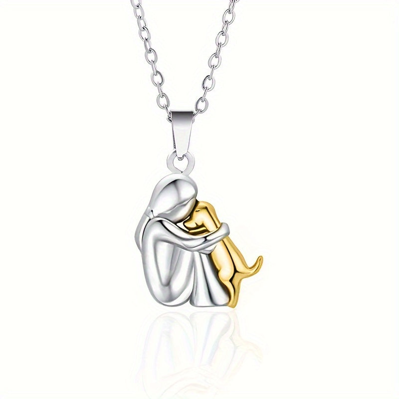 Hug Pendant Necklace With Pet Dog Women's Necklace For Animal Dog Pet Lovers Gift