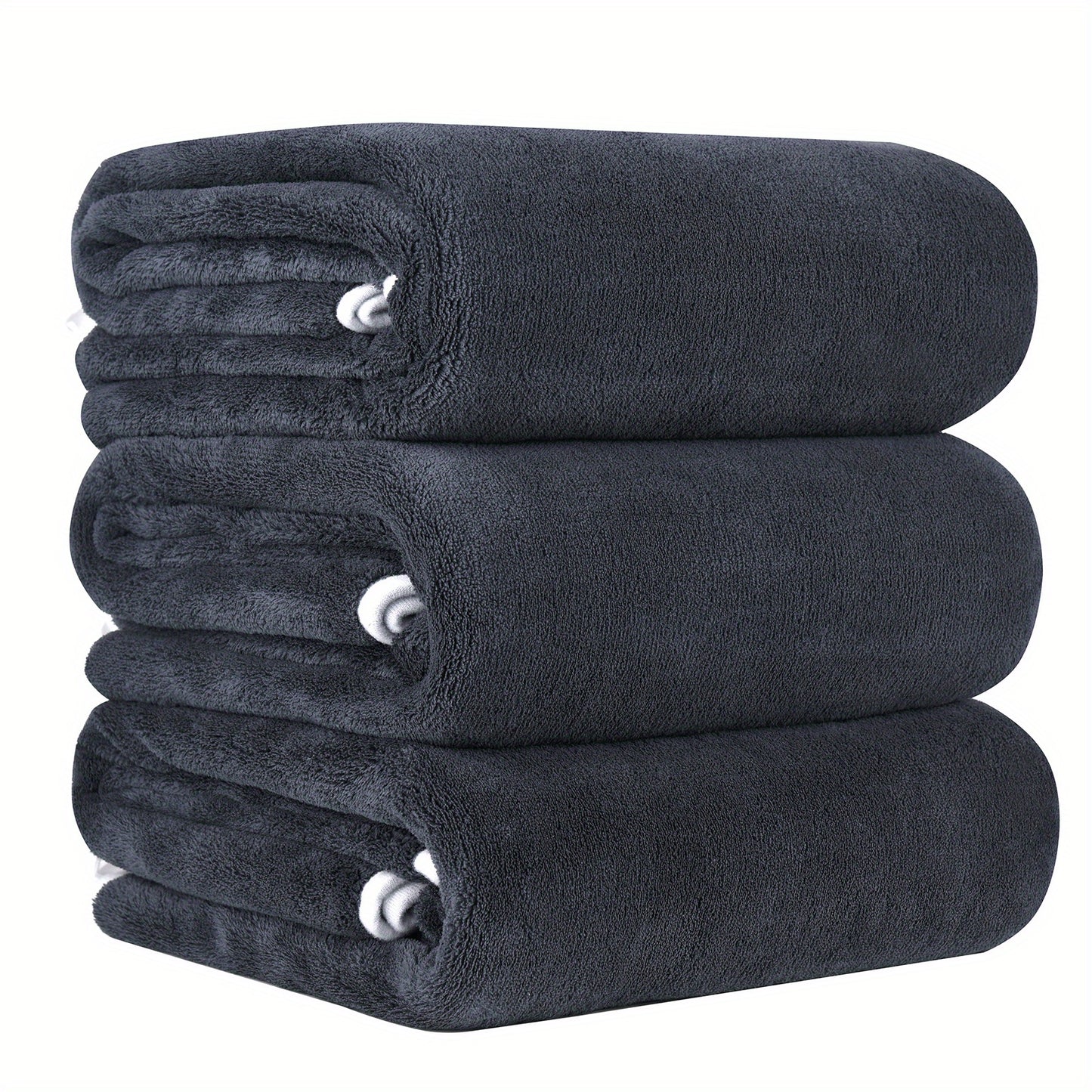 3pcs Microfiber Bath Towels, 300 GSM Super Absorbent And Quick-drying Bath Towel 27.56 X 55.12inch, Multipurpose Bath Towels For Spa, Yoga, Fitness, Bathroom (Dark Grey)