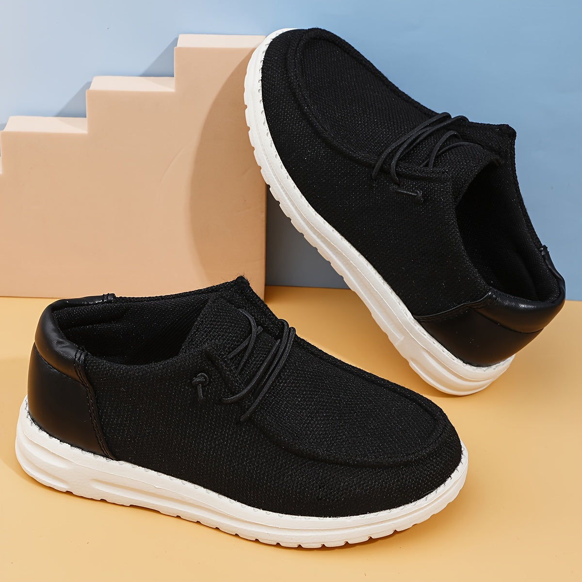 Boy's Trendy Solid Woven Knit Breathable Loafer Shoes, Comfy Non Slip Casual Sneakers For Kids Outdoor Activities