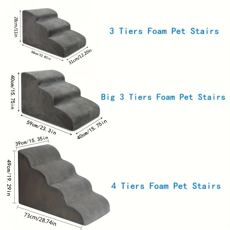 Dog Stairs For Small Dogs, 3\u002F4 Step Dog Stairs For High Beds And Couch, Folding Pet Steps For Small Dogs And Cats, And High Bed Climbing, Non-Slip Balanced Dog Indoor Step, Grey