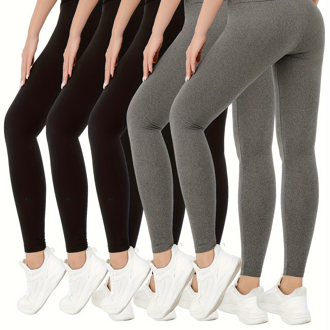 5 Pack  Seamless Super Soft Leggings For Women, High Waisted Tummy Control No See Through Workout Yoga Running Tight  Pants, Women's Activewear