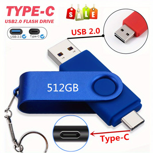 2023New Hi-Speed USB 2.0 TYPE C USB Flash Drive OTG Pen Drive 512GB 256GB 128GB Stick 2 in 1 High Speed Pen Drive