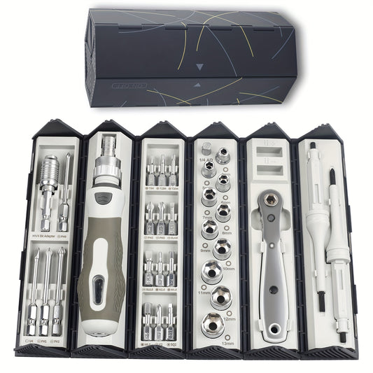 1 Set Ratchet Wrench Set With Screwdriver Bits & Socket Wrench, Versatile Tool Set For Daily, 501\u002F502