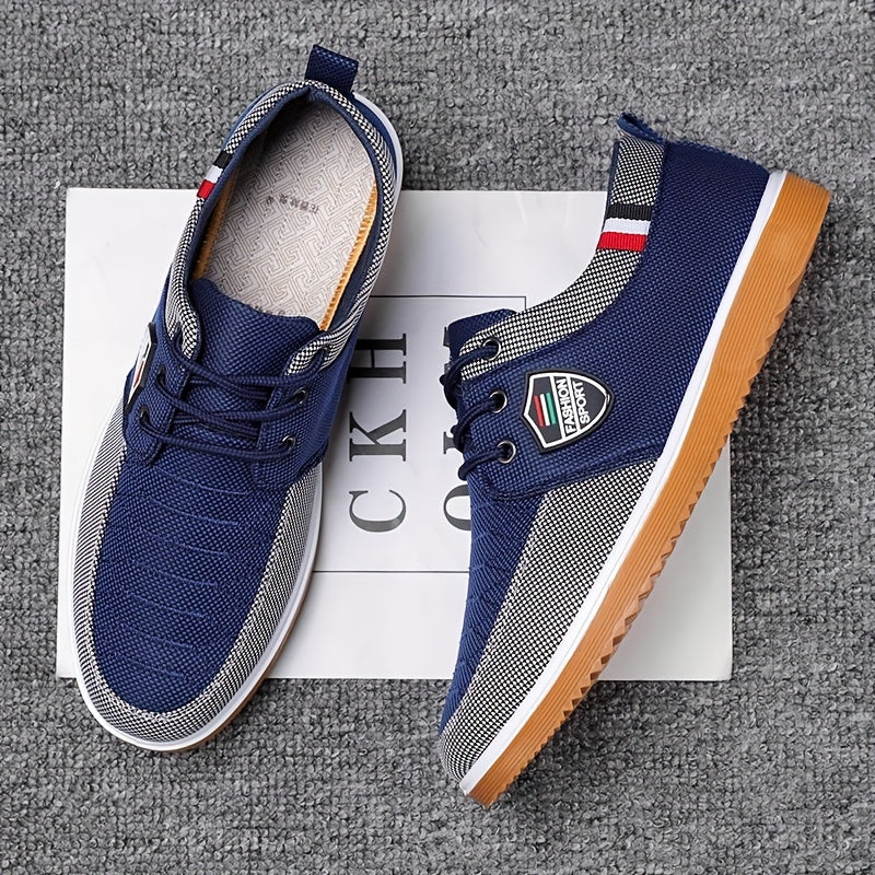 Men's Canvas Low Top Sneaker Lace-up Classic Casual Walking Shoes For Spring Summer Autumn