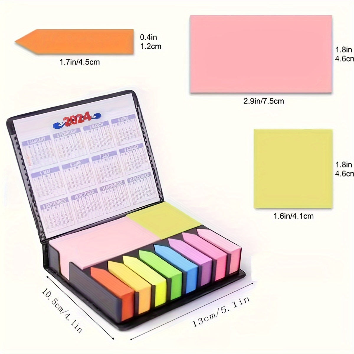 1 caja, caja de nota pegajosa creativa, conjunto de libro de notas pegajoso colorido, nota pegajosa con el calendario fijado