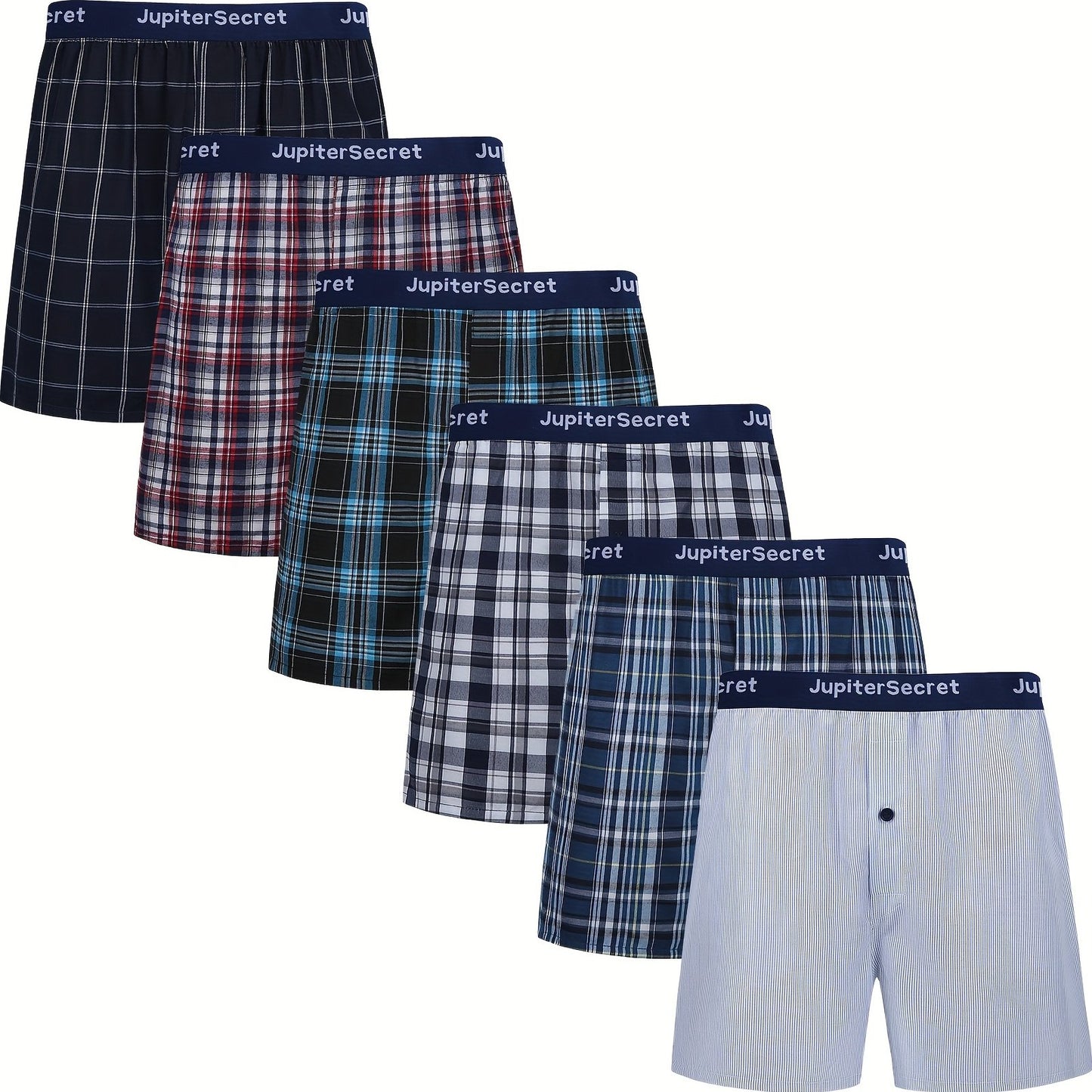 JupiterSecret 6\u002F10 Pcs Men's Woven Boxer Shorts Elastic Waistband Random Color