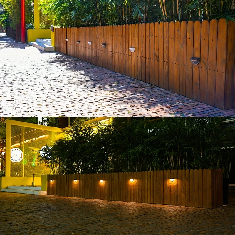 4 paquetes de luces de valla solar Luces de cubierta solar Luces de pared solares Montaje en pared con energía solar Lámpara de valla impermeable al aire libre Iluminación para valla Cubierta Patio Garaje Paso Escalera Blanco