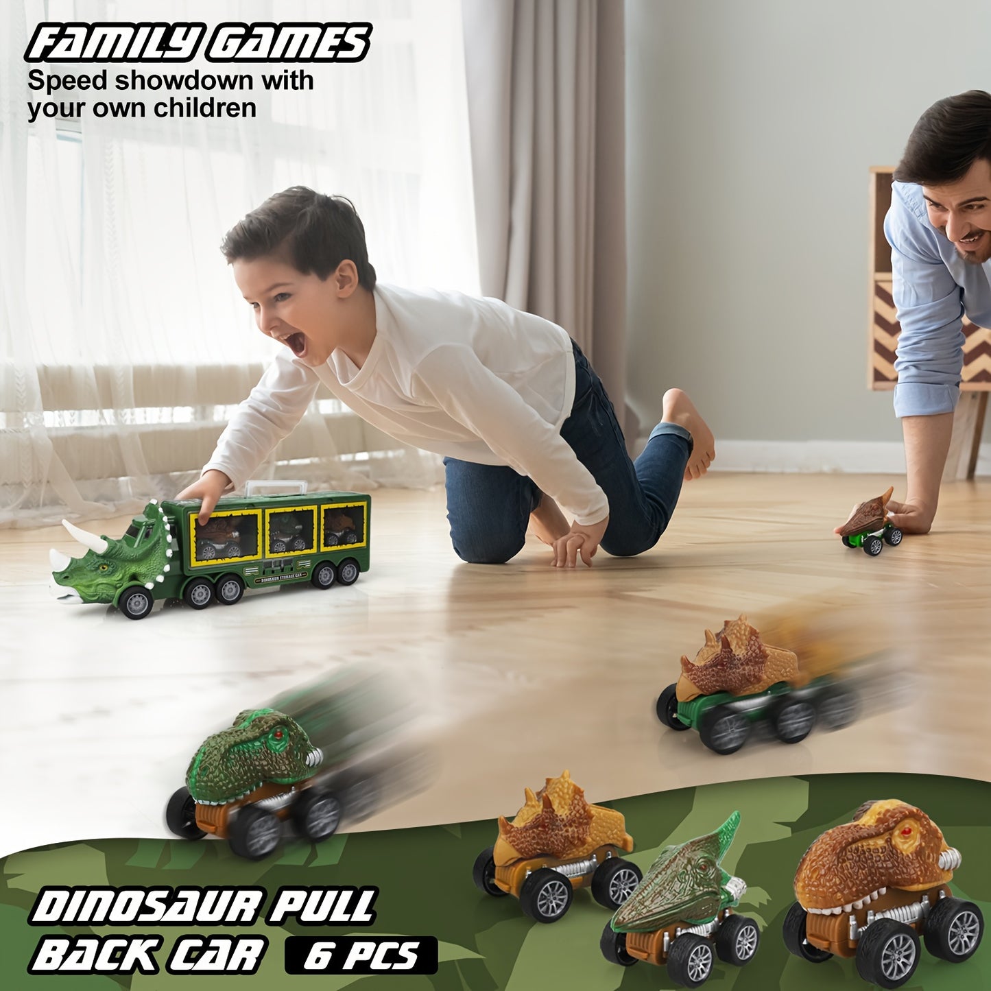 Dinosaur Toys 21pcs \ u002F Pack Dinosaur Truck com 6 carros de dinossauro retráteis e figuras de dinossauro, brinquedos para meninos e meninas, caminhão transportador de dinossauro presentes de Natal