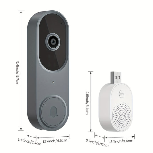 Wired 1080p Security Camera Doorbell, Smart Video Doorbell Camera With Initiative Pre-Event Recording, AI Human Detection, Two-Way Audio, 2.4G WiFi, Night Vision, Cloud Storage, Advanced 1080p AI-Powered Wired Doorbell Camera For Home Security