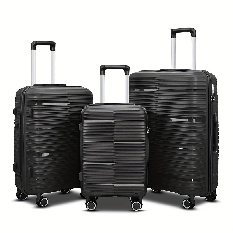 3Pcs Set 20+24+28 Inch Travel Suitcase With Spinner Wheels And Password Lock, Portable Large Capacity Luggage Case Set