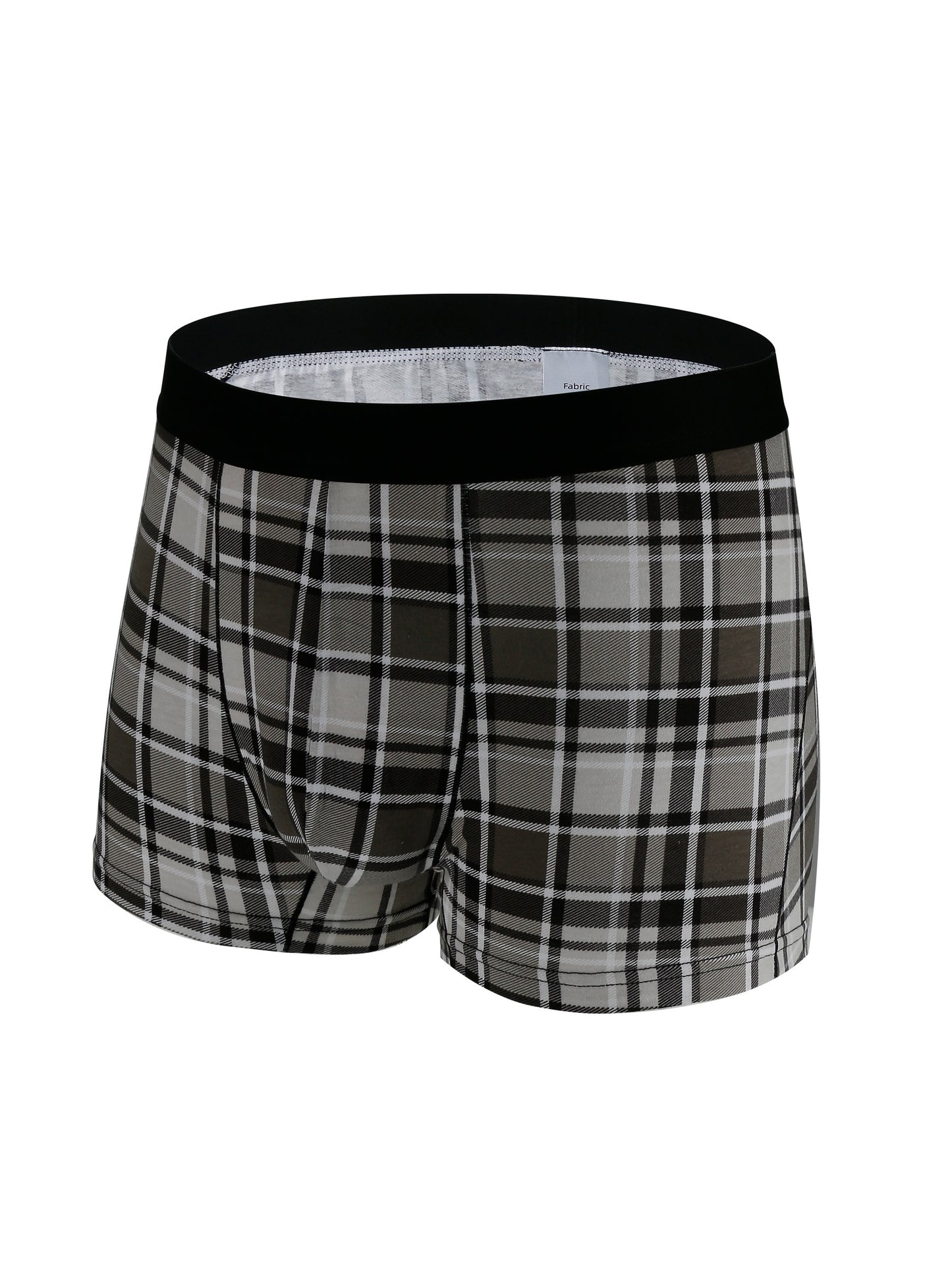 3pcs Men's Plus Size Underwear, Boxer Briefs, Cotton Stretch Underwear For Men, Plaid Swim Trunks