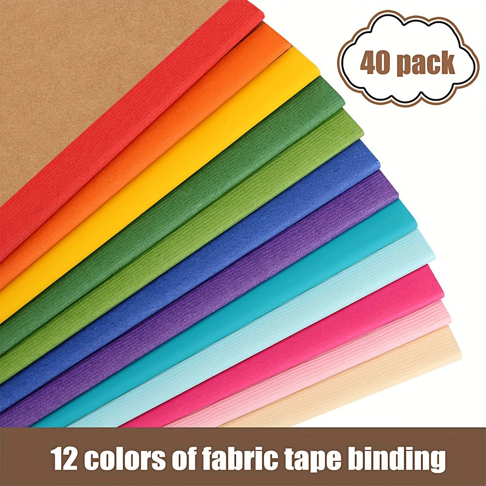 40 Packs Of A5 Kraft Paper Notebook, Essay Notebook, Lined With Diary Loose,8.3x5.5inches, 12 Colors, With Colored Edges, 60 Pages, Suitable For School Office Supplies