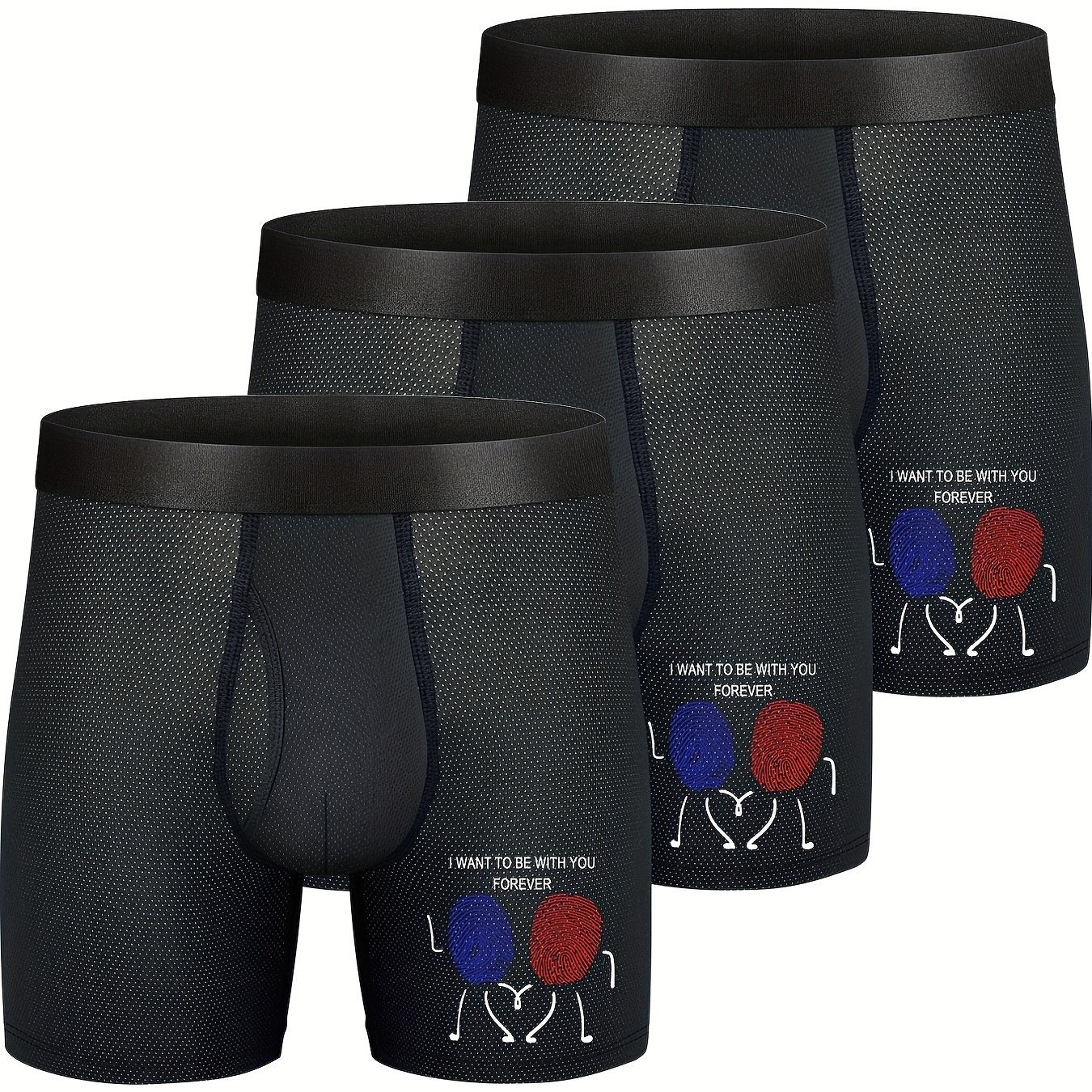 3pcs hombres de malla cómodo transpirable atlético fresco largo boxer calzoncillos, ropa interior