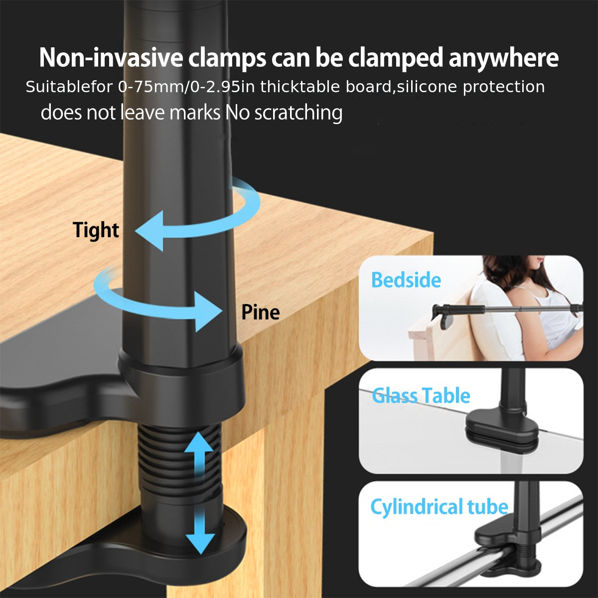 Soporte ajustable del sostenedor del soporte del teléfono móvil de la tableta, rotación libre para la cabecera de escritorio para Android