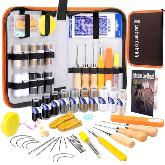 42pcs Upholstery Repair Kit, Leather Sewing Kit, Leather Sewing Repair Kit, Leather Sewing Tools, Upholstery Thread And Needle, Leather Working Kit With Sewing Awl, Sewing Thread